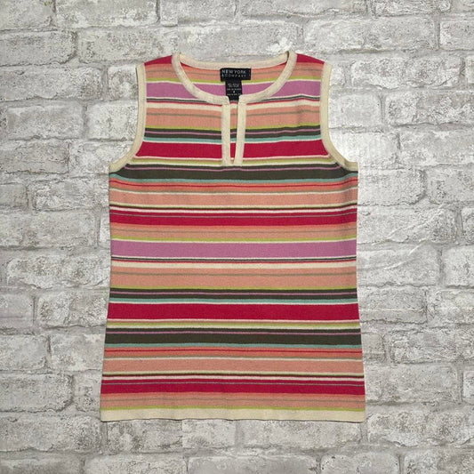 NEW YORK & COMPANY Striped Multicolor Sleeveless Knit Tank Top (S)