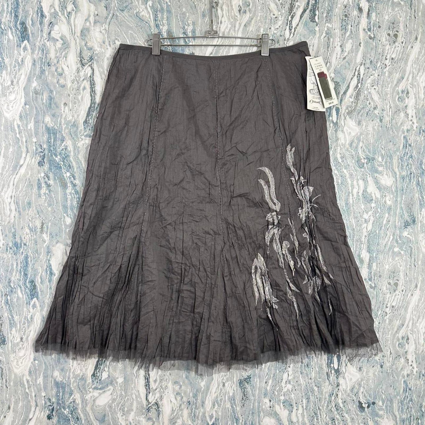 Nycard Collection Gray Embroidered A-Line Cotton Skirt (16)