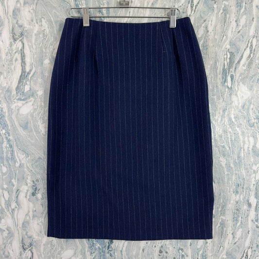 Vintage Larry Levine Classic Navy Pinstripe Pencil Skirt (6)