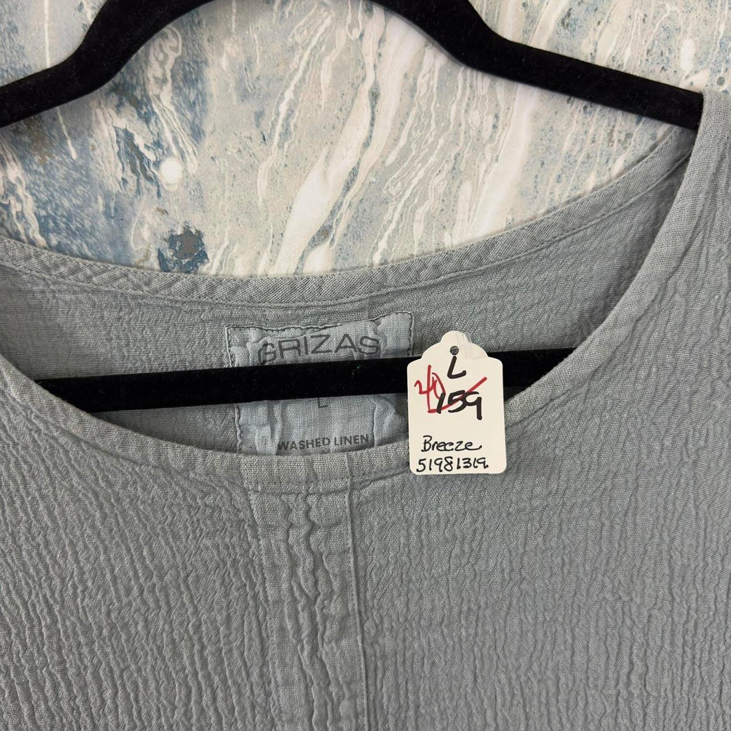 Grizas Designer Light Blue Linen Top (L)