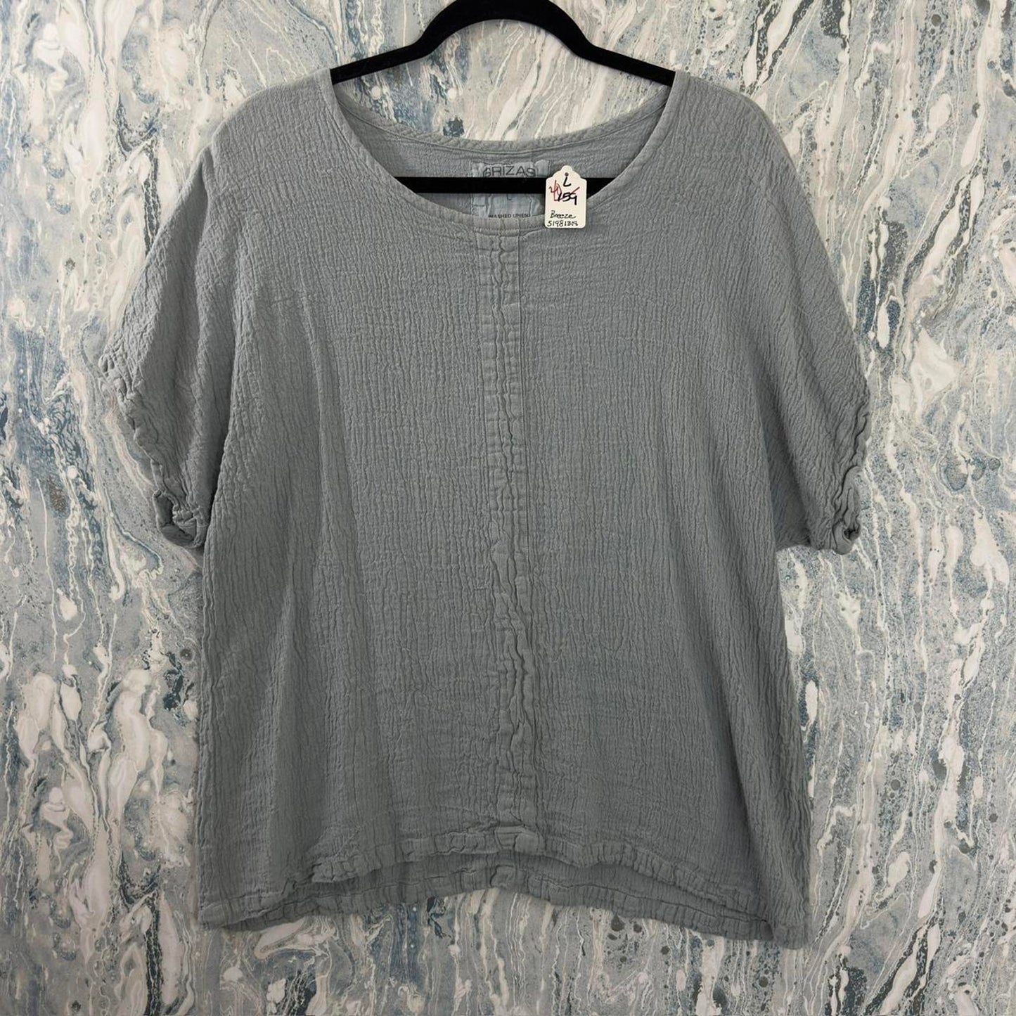 Grizas Designer Light Blue Linen Top (L)