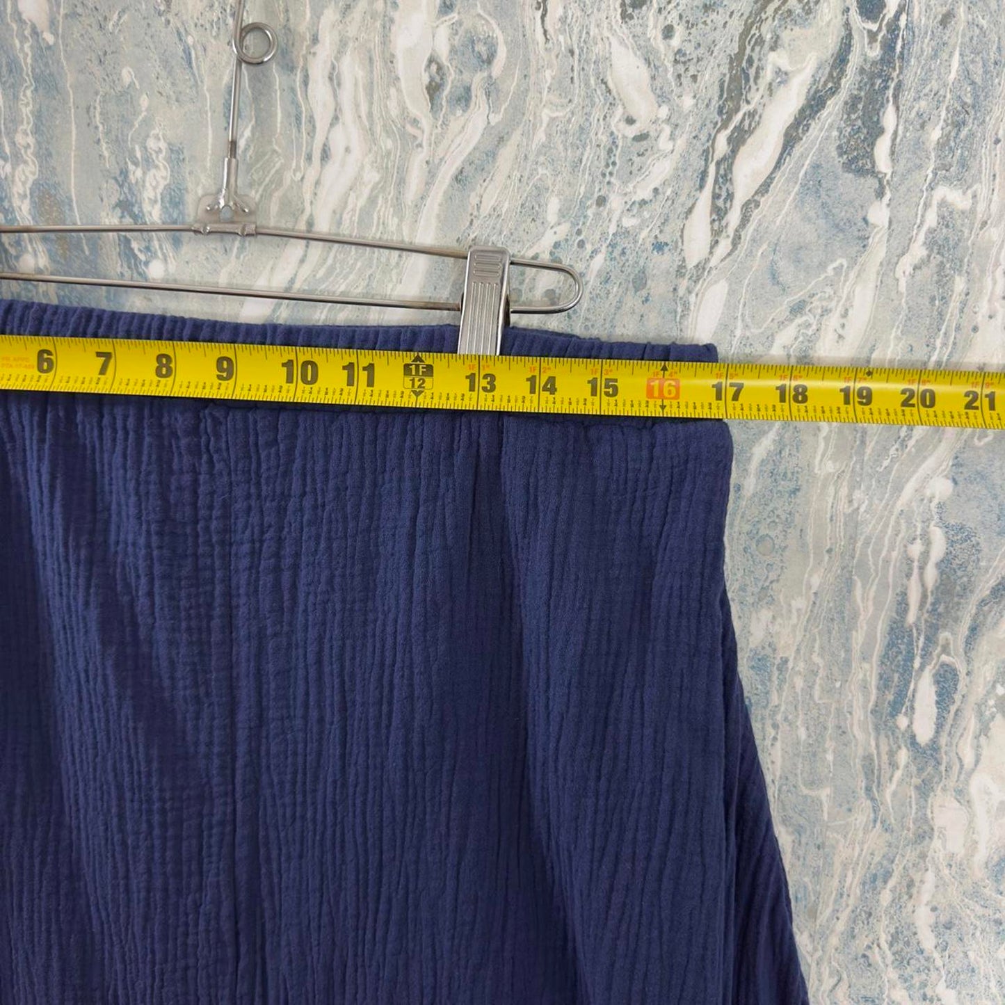 Loofan Blue Gauze Elastic Waist Maxi Skirt (L)