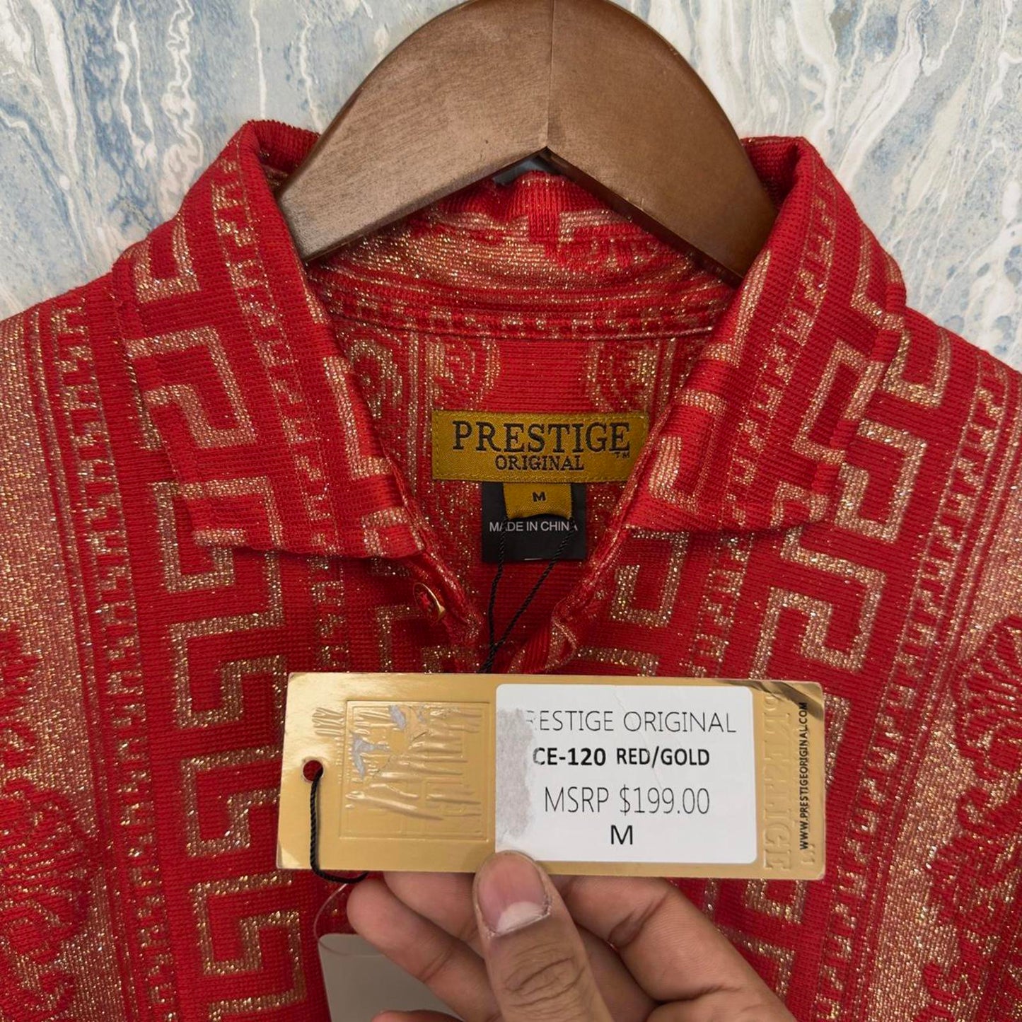 Prestige Original Red & Gold Button Shirt (M)