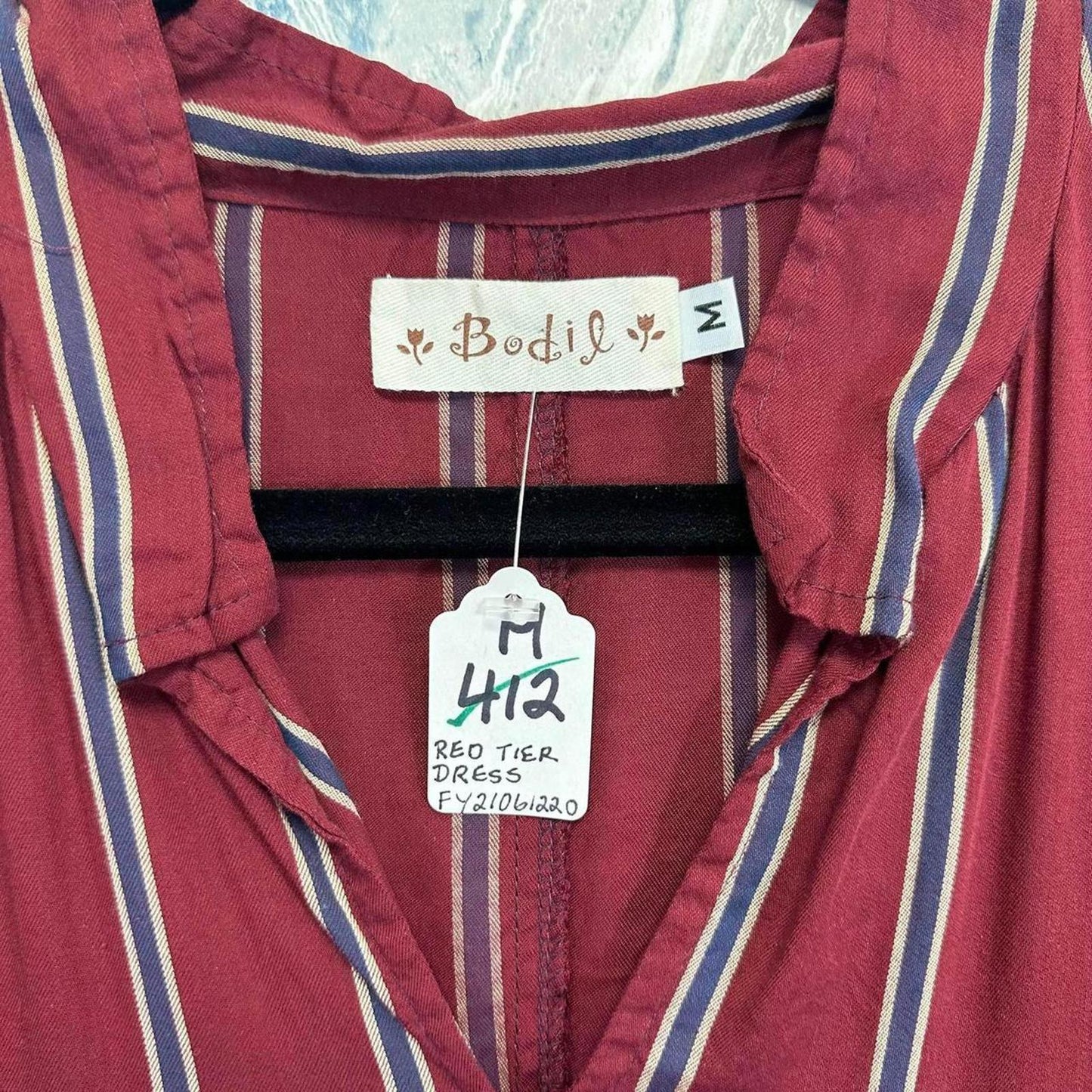 Maroon Striped Tiered Dress (M)