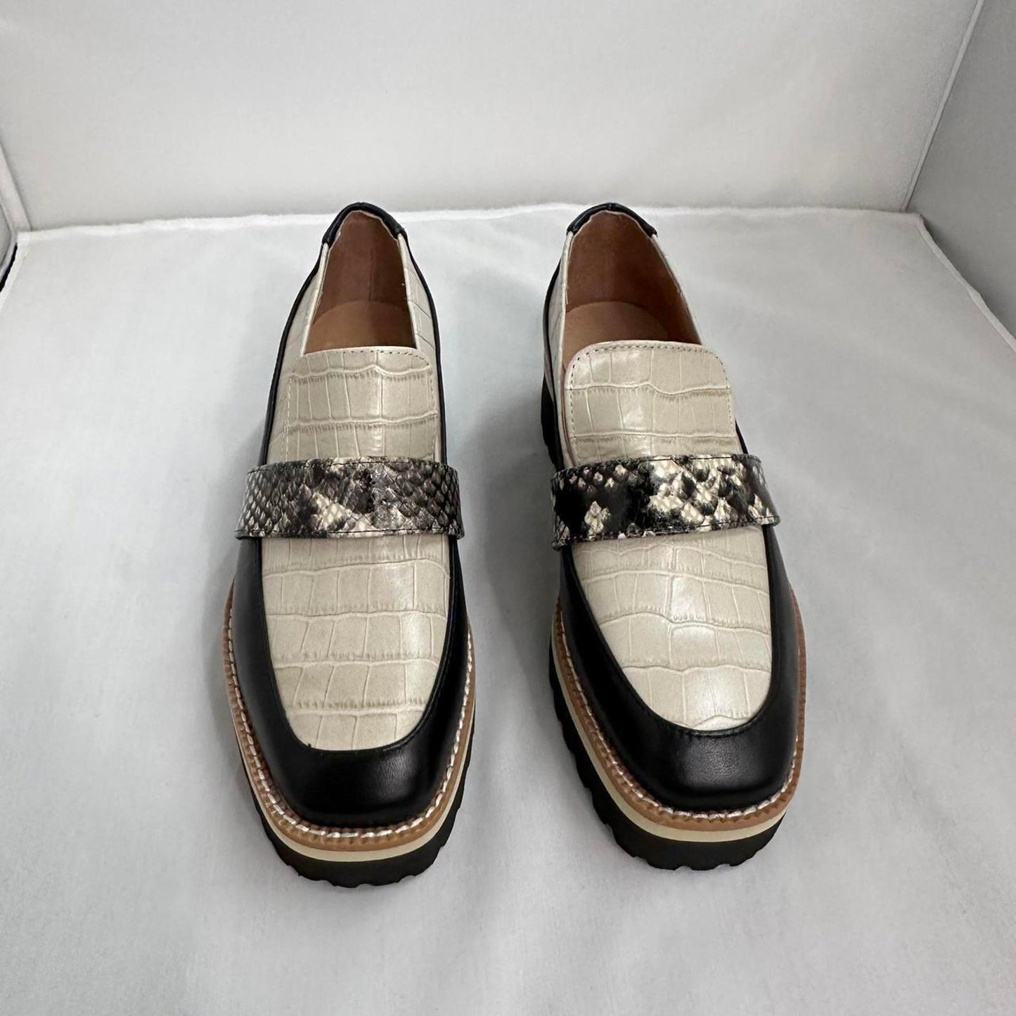 Snakeskin Strap Croc Embossed Mary Jane Loafers (7)
