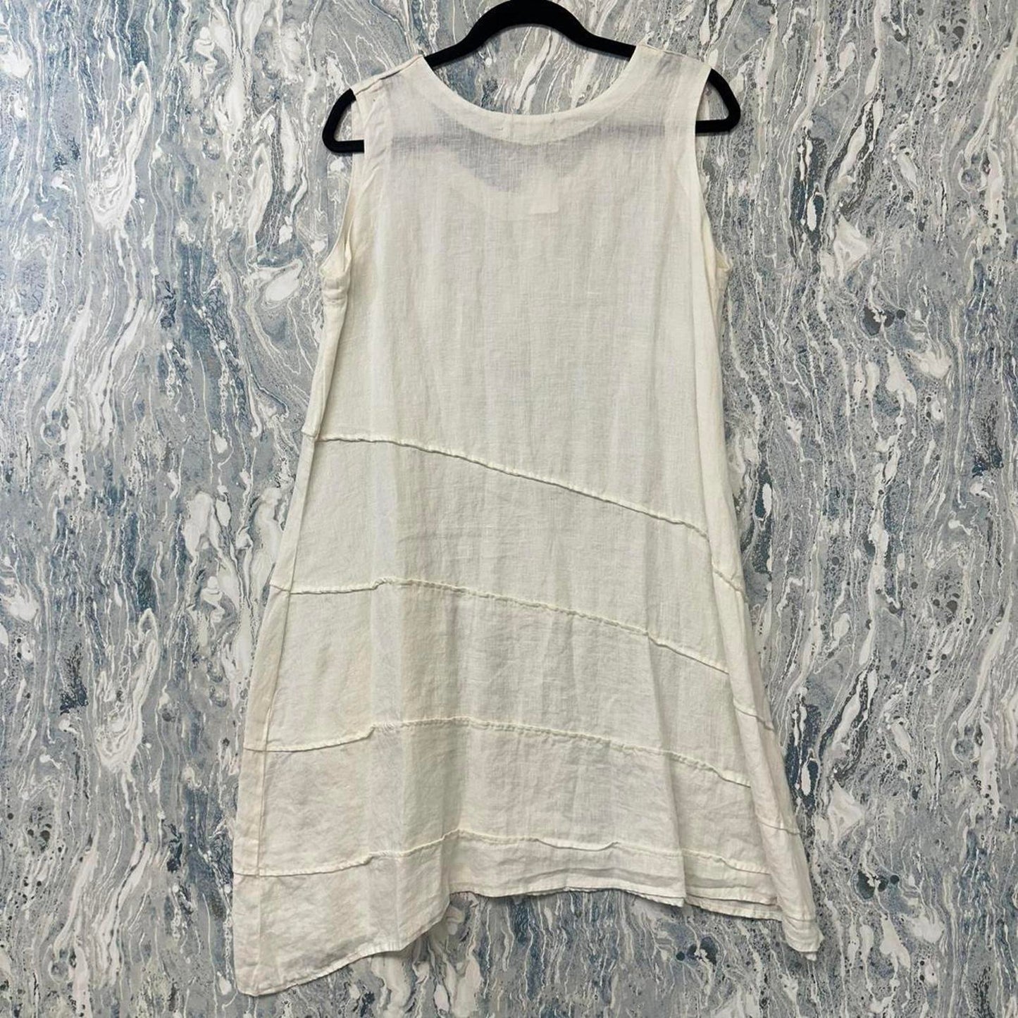 Bodil Boho White Sleeveless Tank Dress with Pocket (S)
