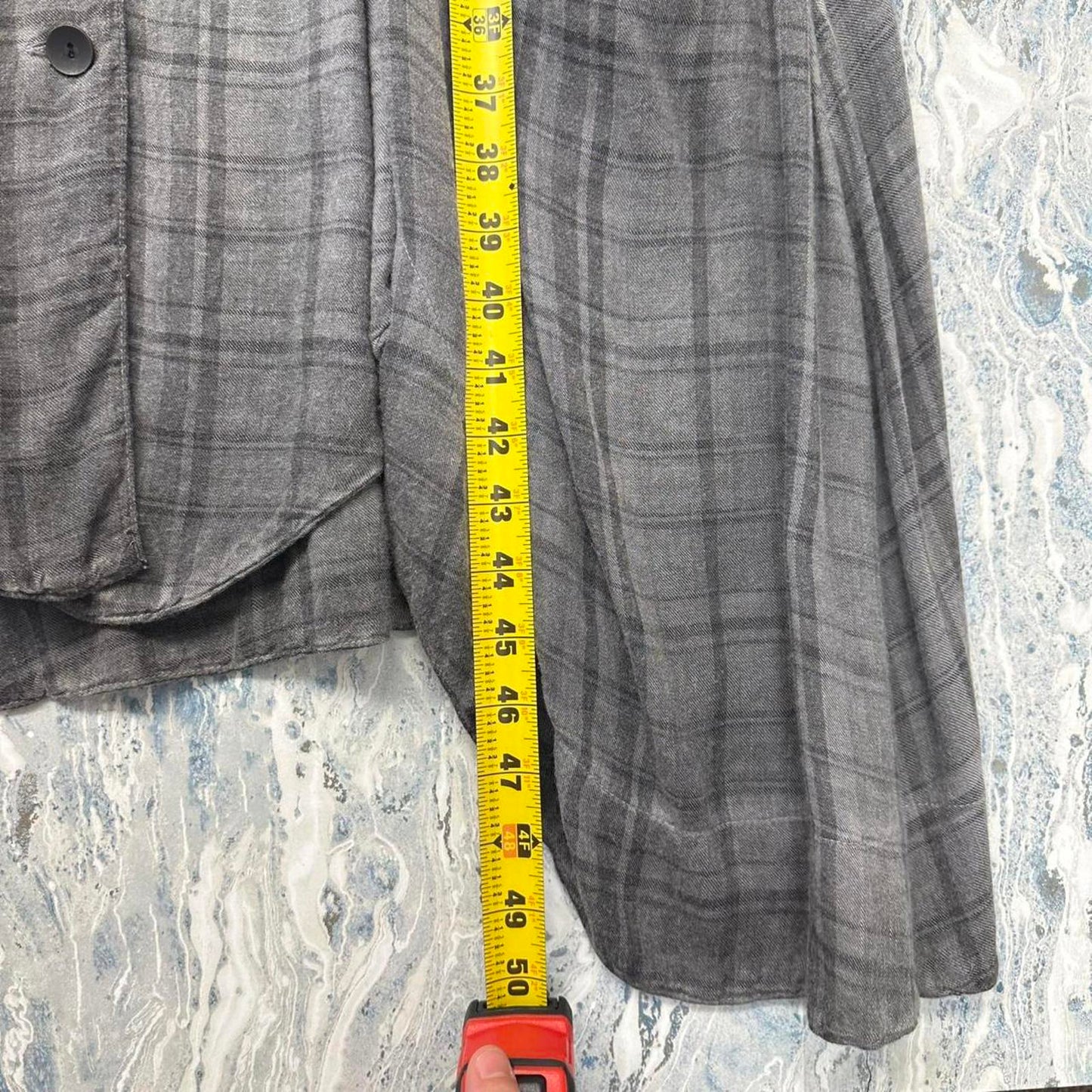 Cynthia Ashby Designer Grey Plaid Shirt Maxidress (L)