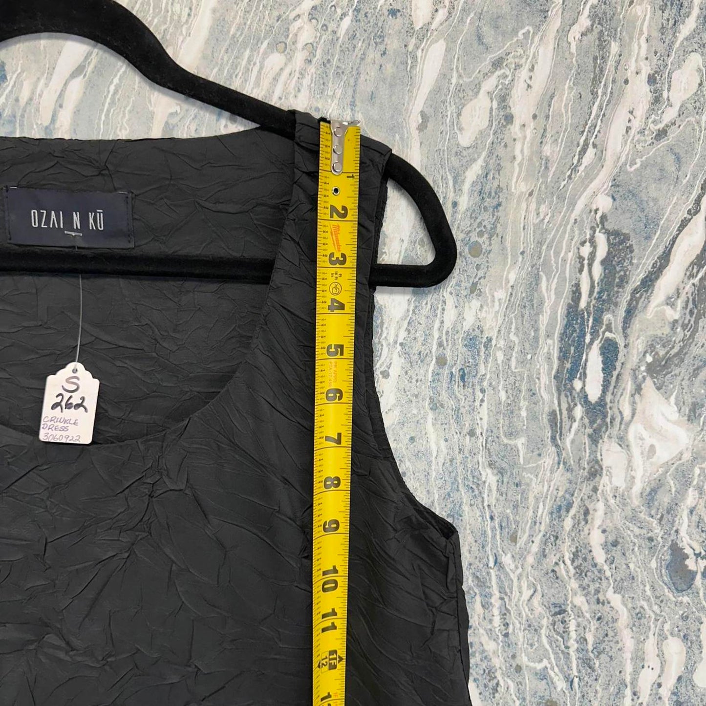 Black Crinkle Textured Sleeveless Dress (S)