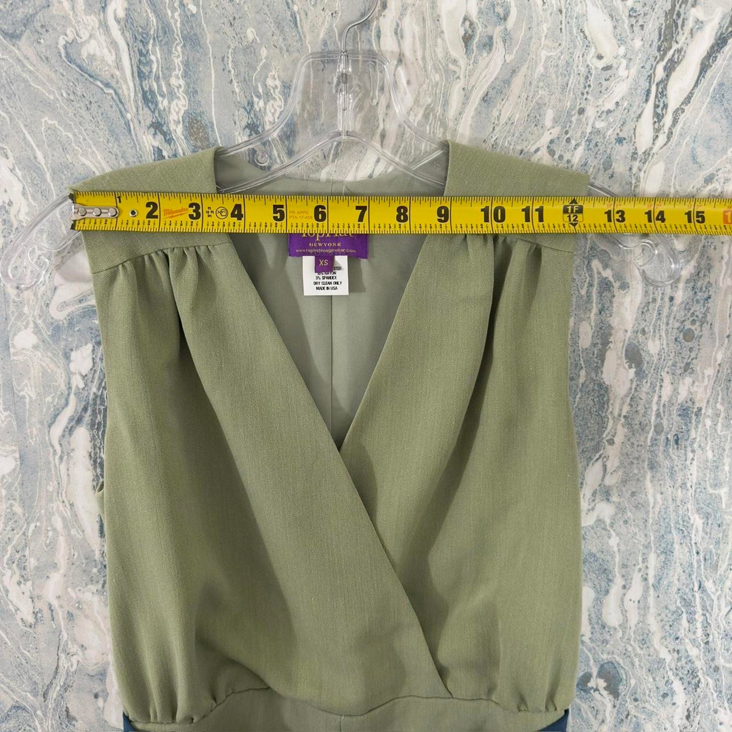 Chic Preppy Sage Wrap Romper with Navy Belt (XS)