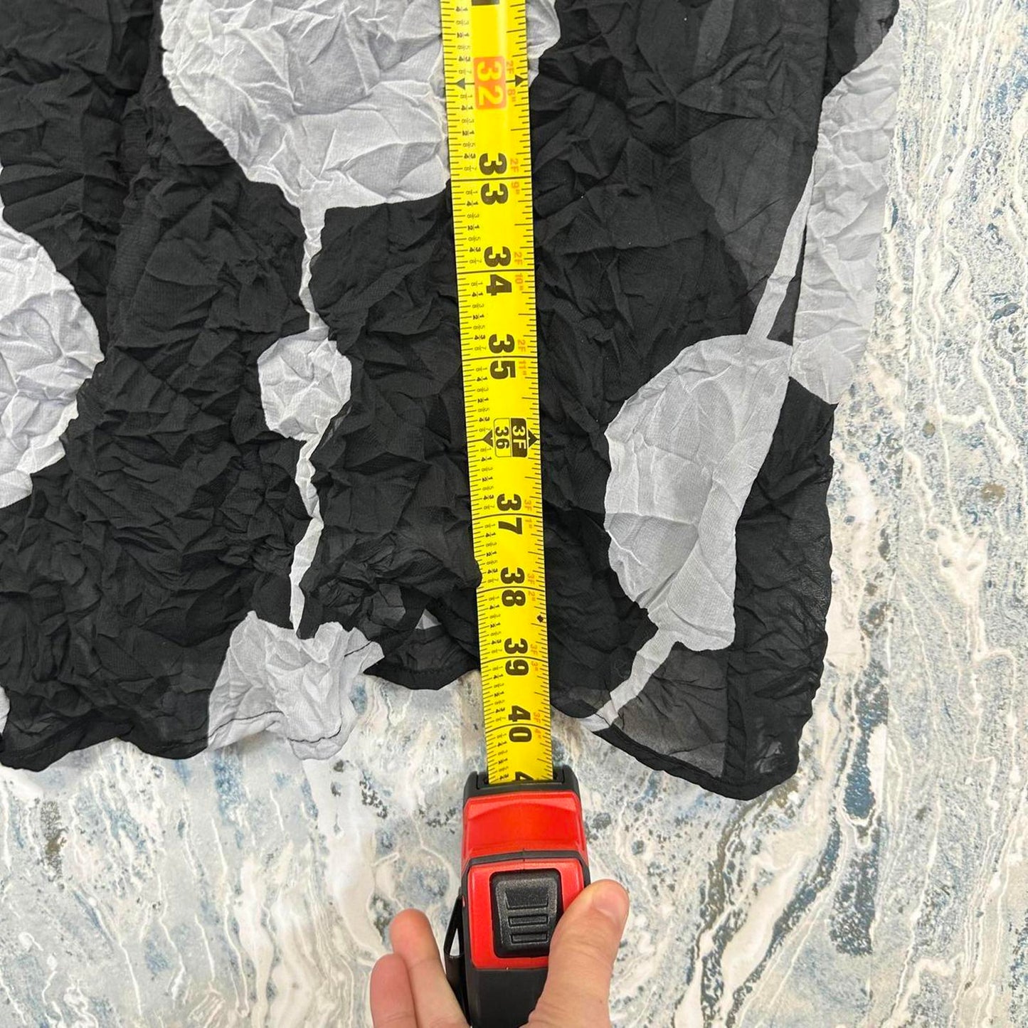 Gershon Bram Contemporary Black Gray Abstract Pattern Dress (L)