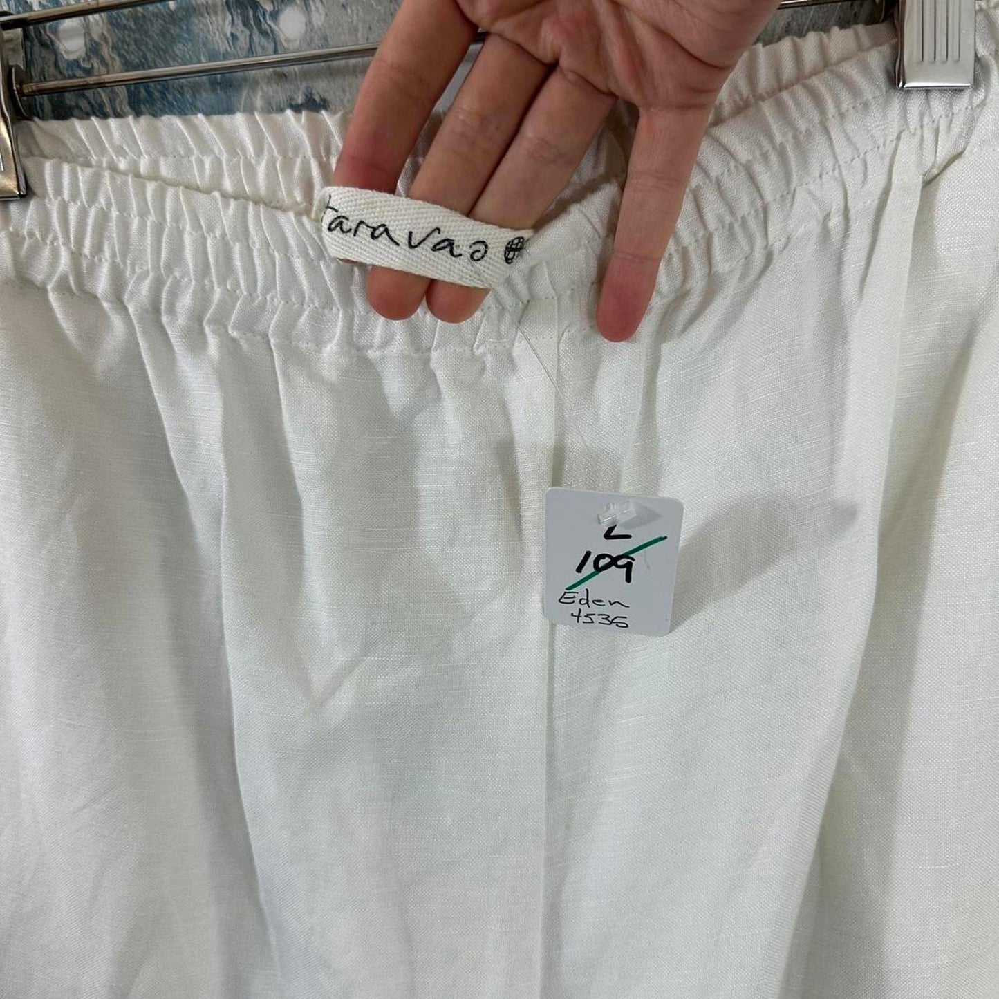 Designer White Colorblock Pants (L)