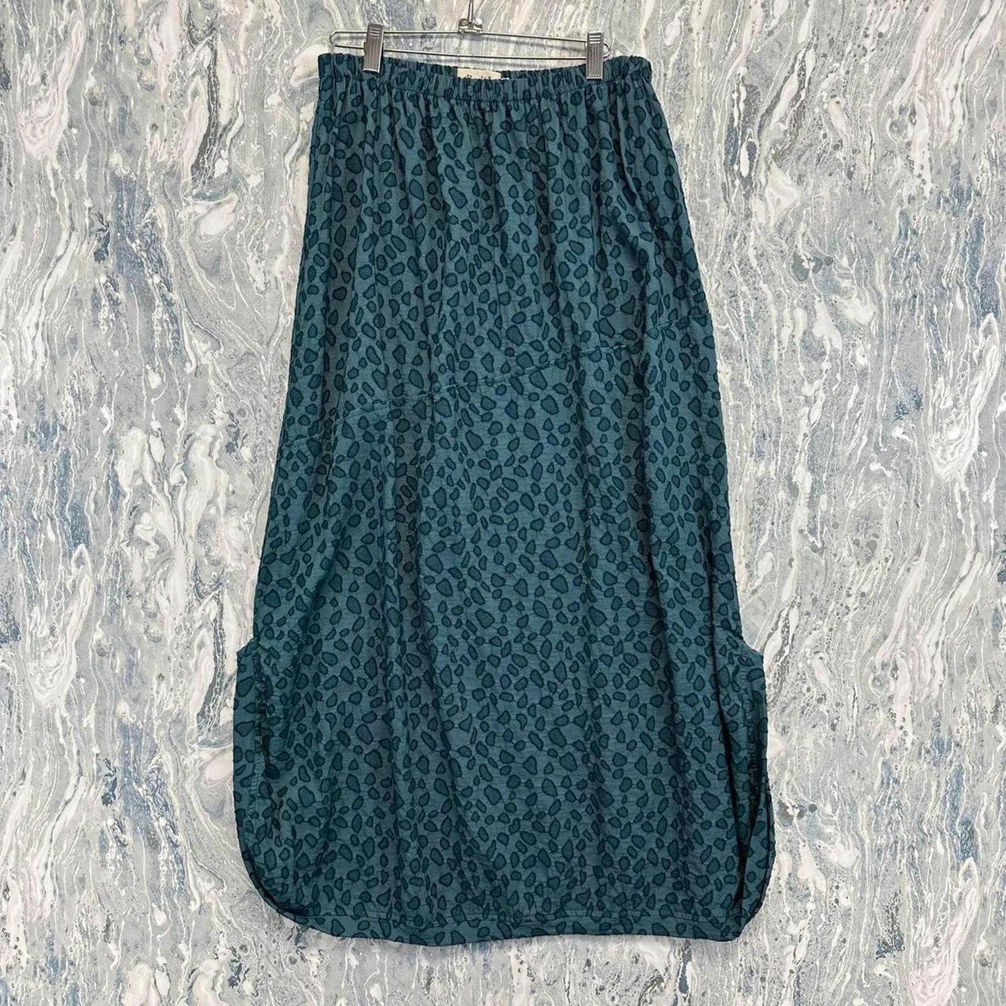 Indie Blue Leopard Print Maxi Skirt (L)