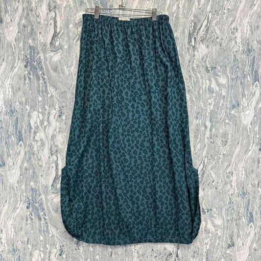 Indie Blue Leopard Print Maxi Skirt (L)