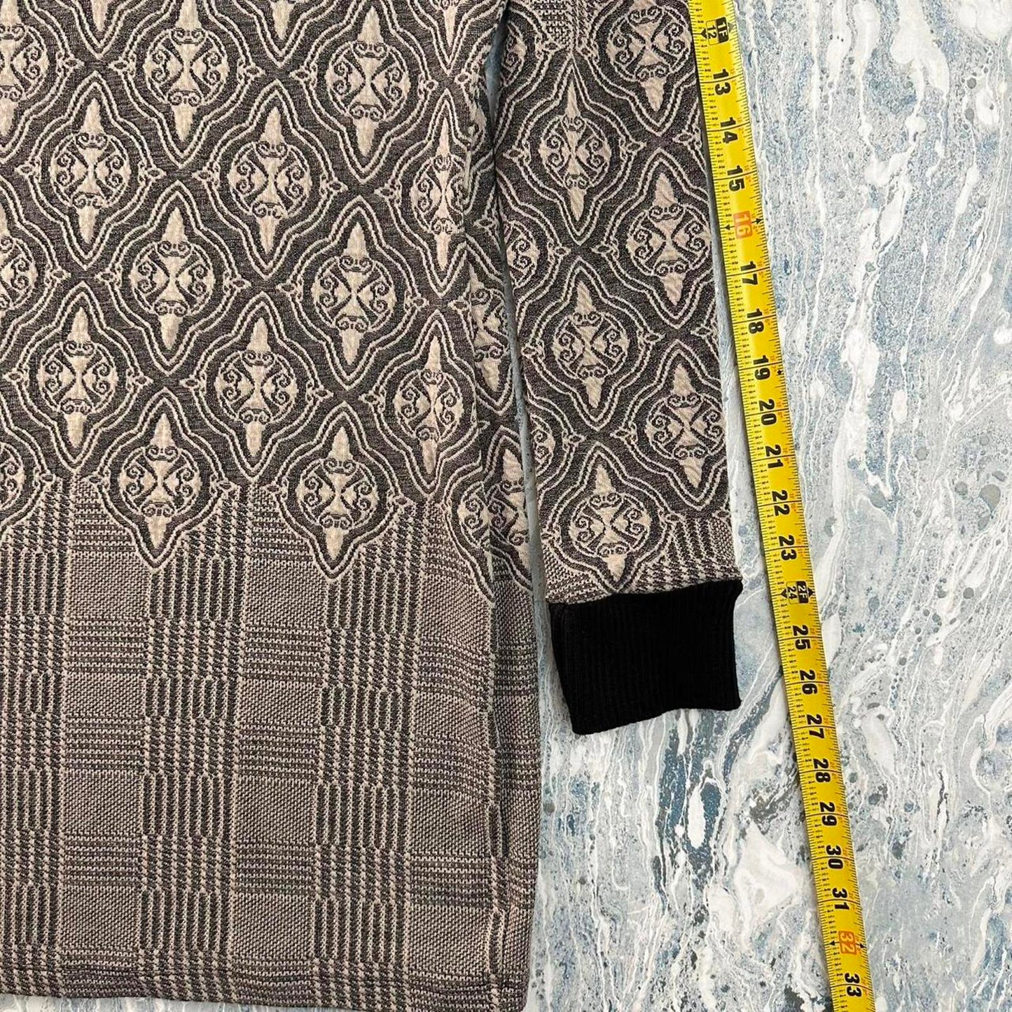 Preppy Vintage Plaid Tan Pattern Long Sleeve Dress (Size 42)