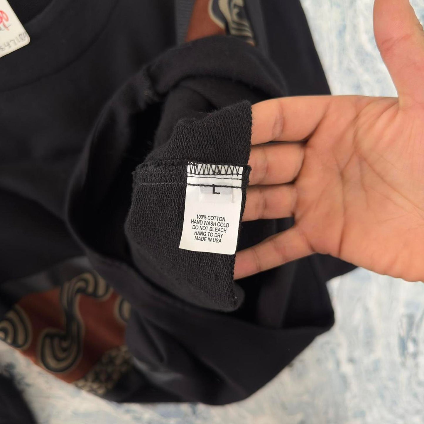 Boho Black Patchwork Geometric Pattern Tunic (XL)