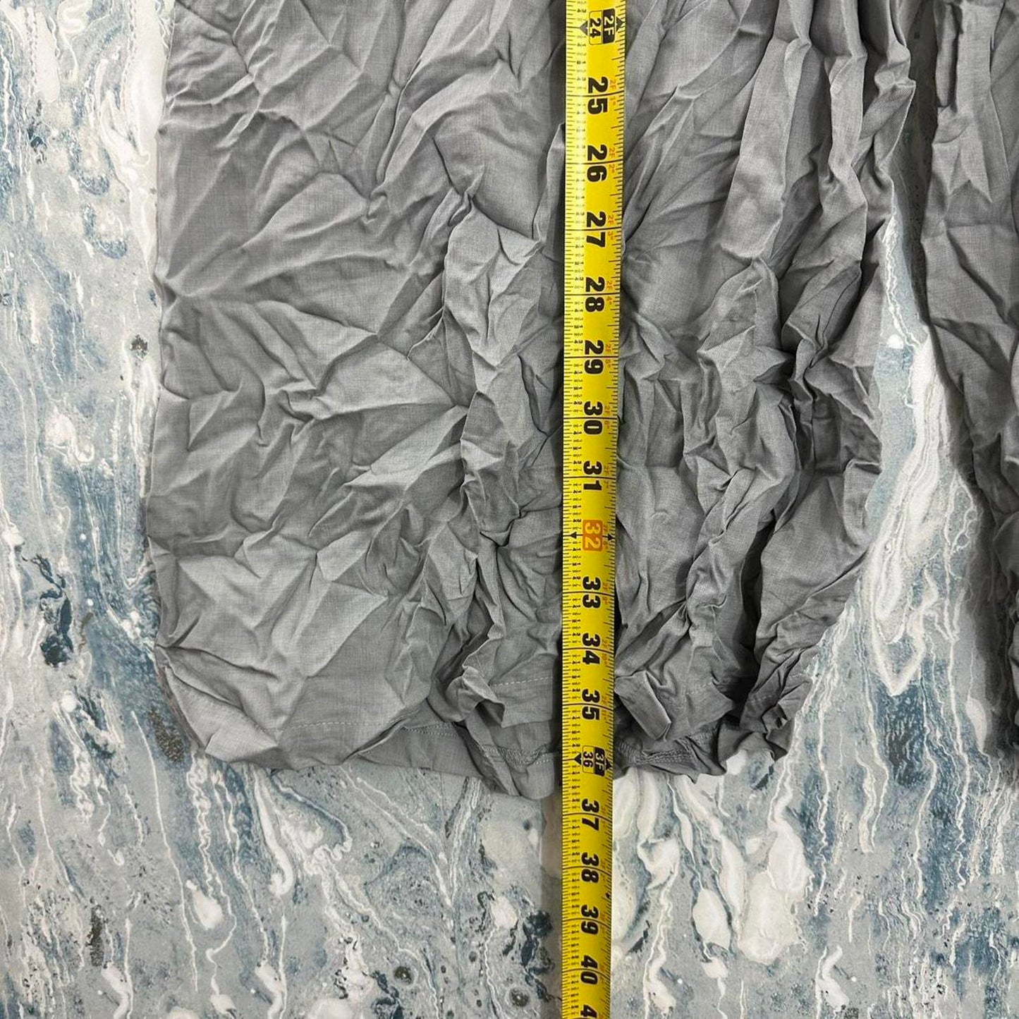 Grunge Designer Smoke Grey Crinkled Wide-Leg Pants (2)