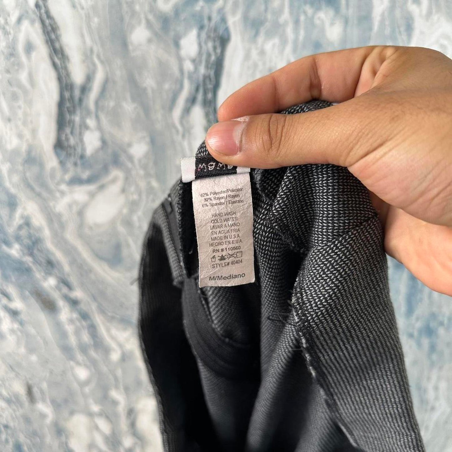 Vintage WAWA Black Charcoal Ruffle Hem Pencil Skirt with Bow Detail (M)