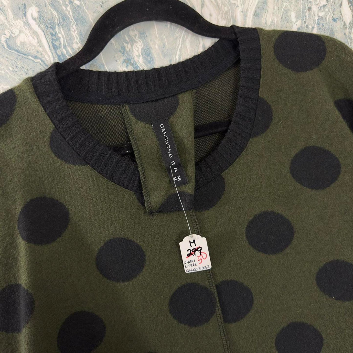 Designer Whimsygoth Dark Green & Black Polka Dot Smock Dress (M)