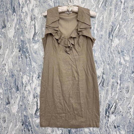 Kasper Preppy Tan Ruffled Sleeveless Dress (8)