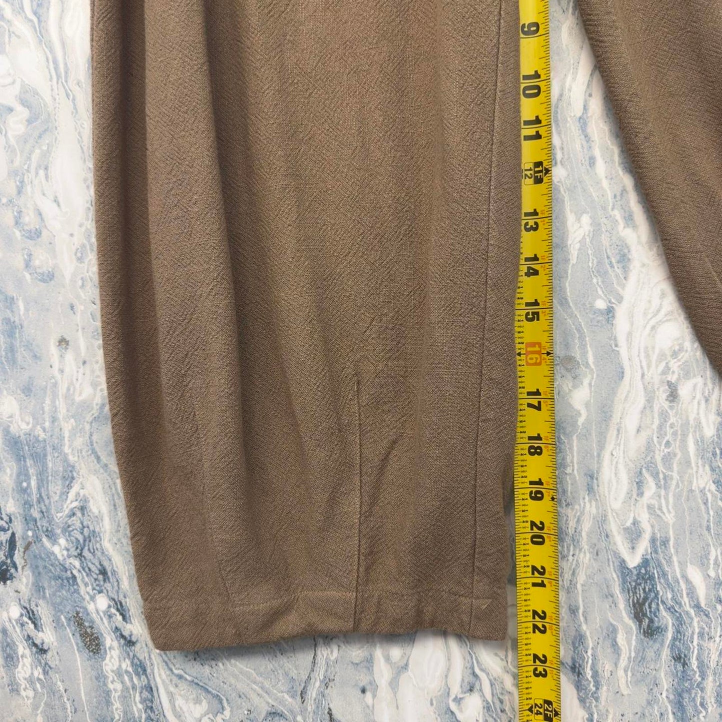 Designer Boho Wide-Leg Taupe Trousers (L)