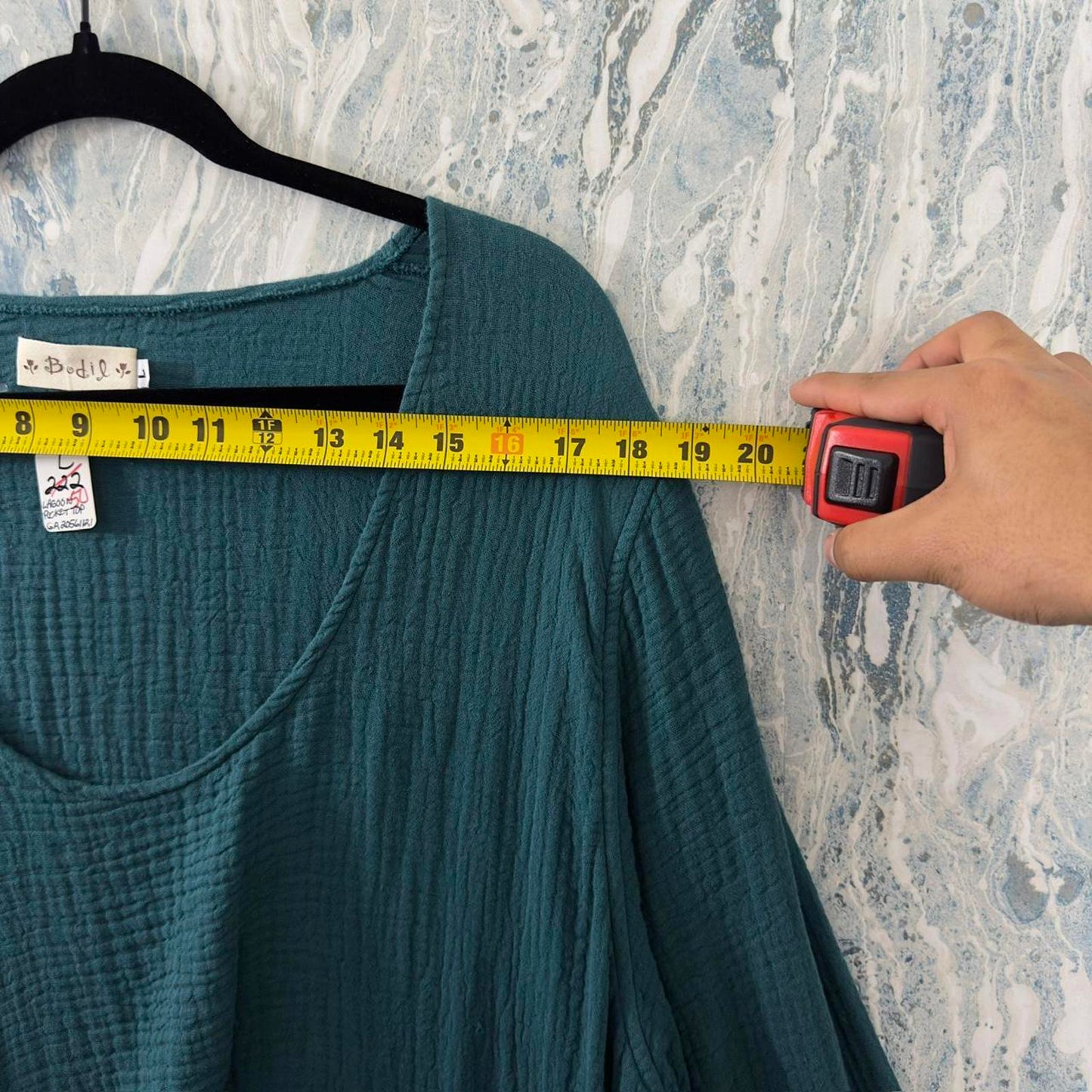 Boho Designer Teal Textured Tunic Dress (L)