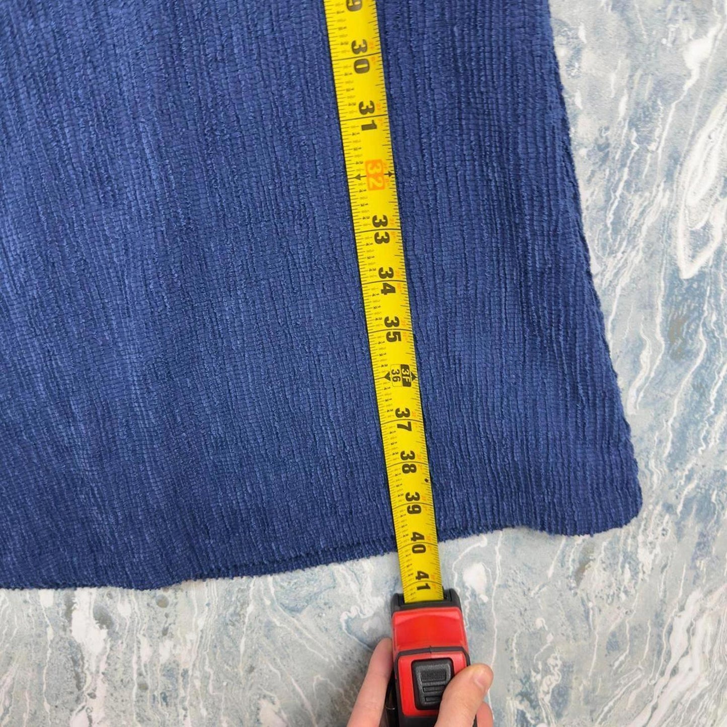 Wide Leg Navy Crinkle Pants (L)