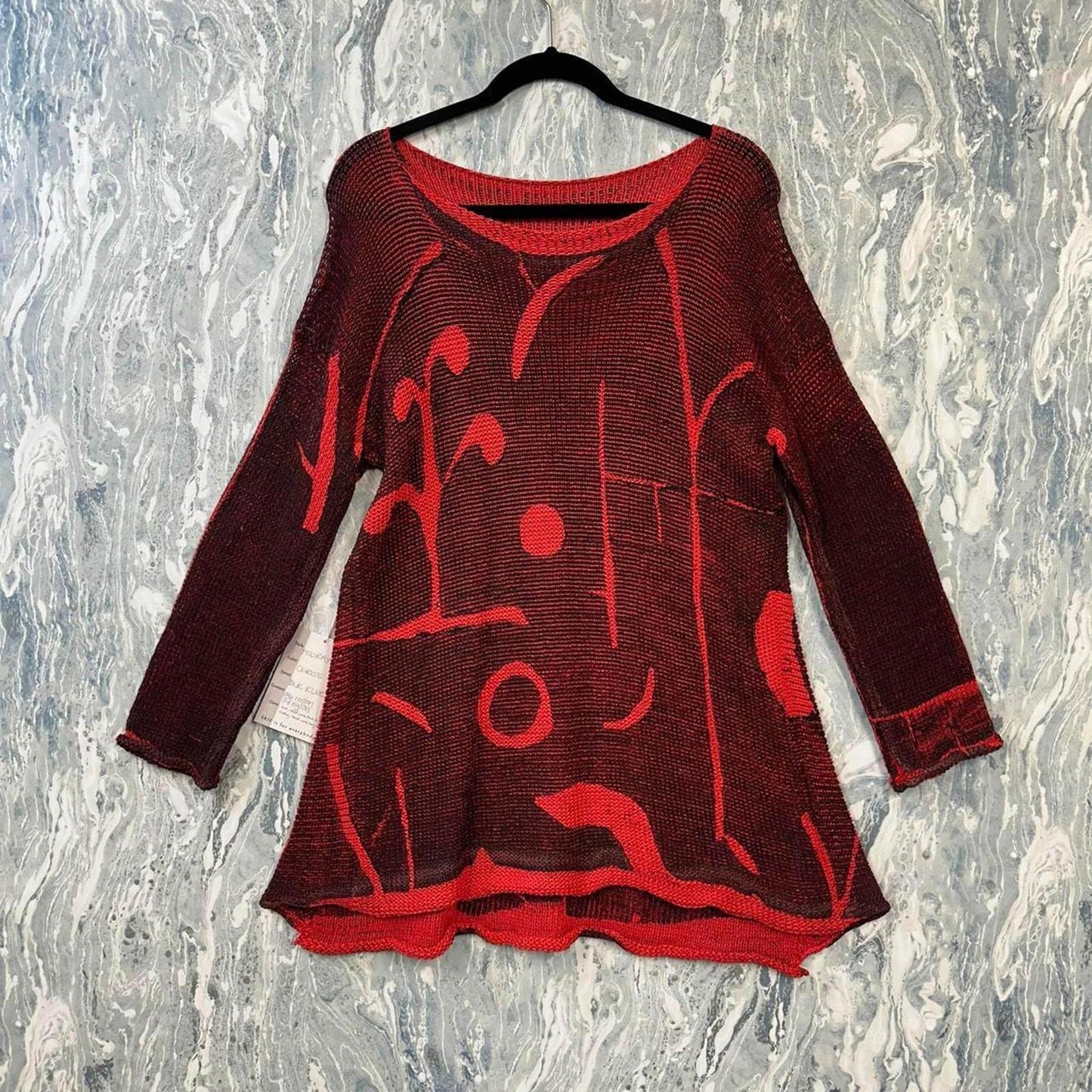 Red Abstract Sweater (One Size)