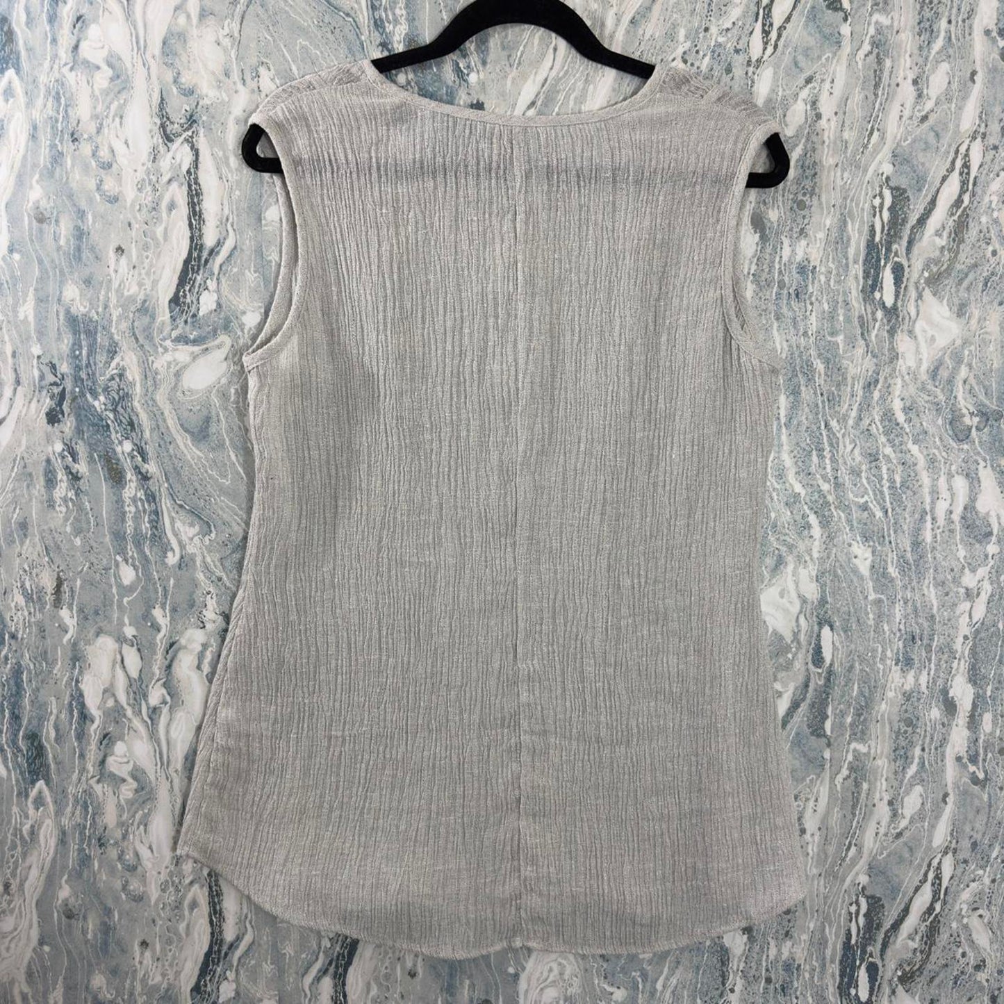 Designer Gray Textured Sleeveless Tank Top (M)