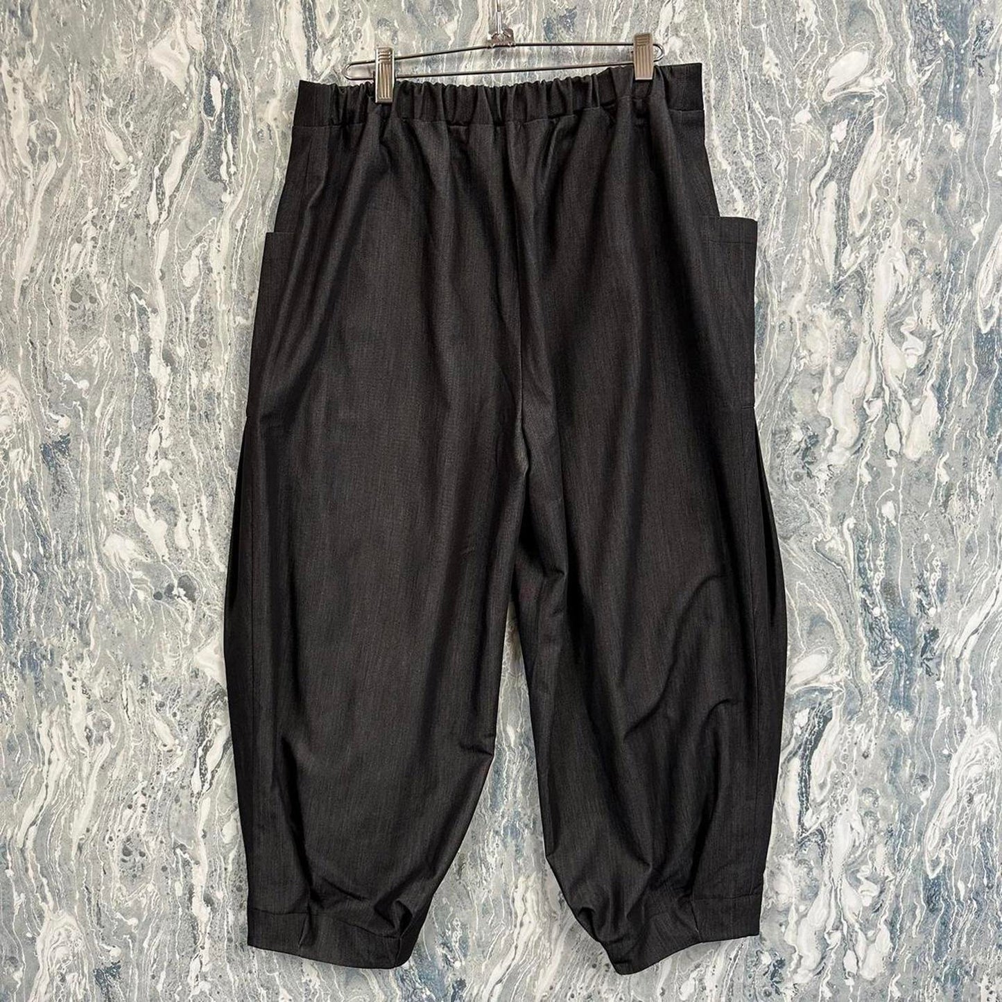 grey wide leg office pants (L)