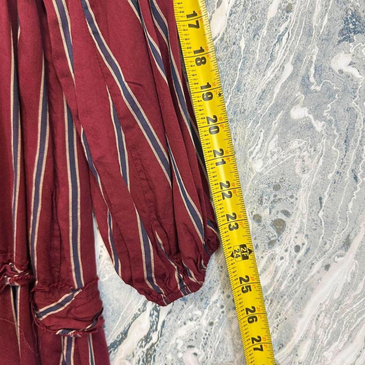 Maroon Striped Tiered Dress (M)