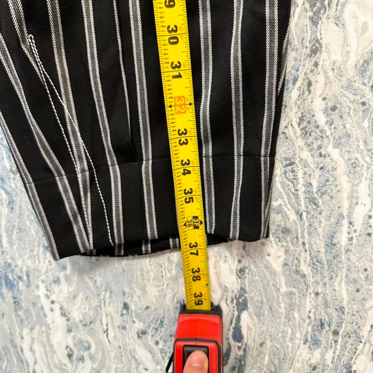 Designer black & white pin stripped pants (L)