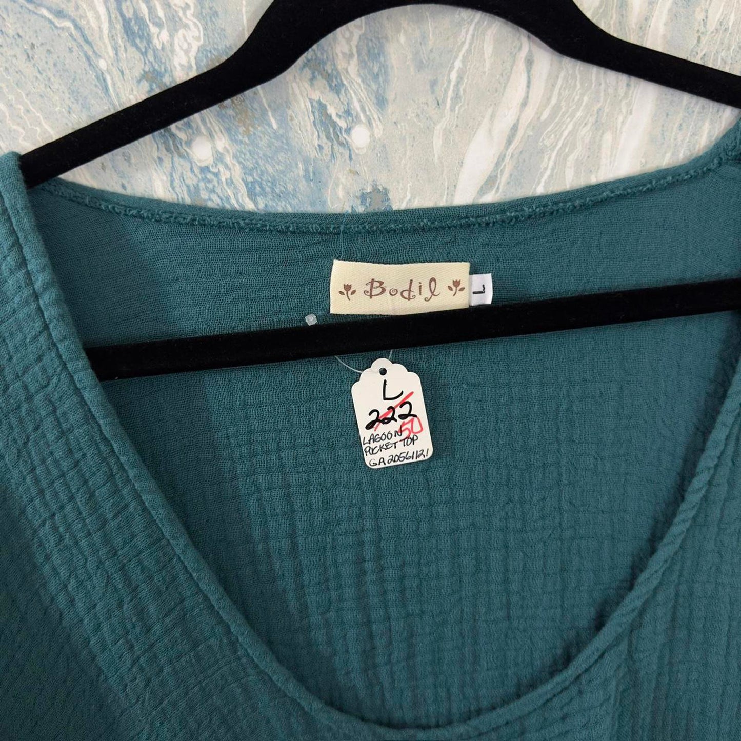 Boho Designer Teal Textured Tunic Dress (L)