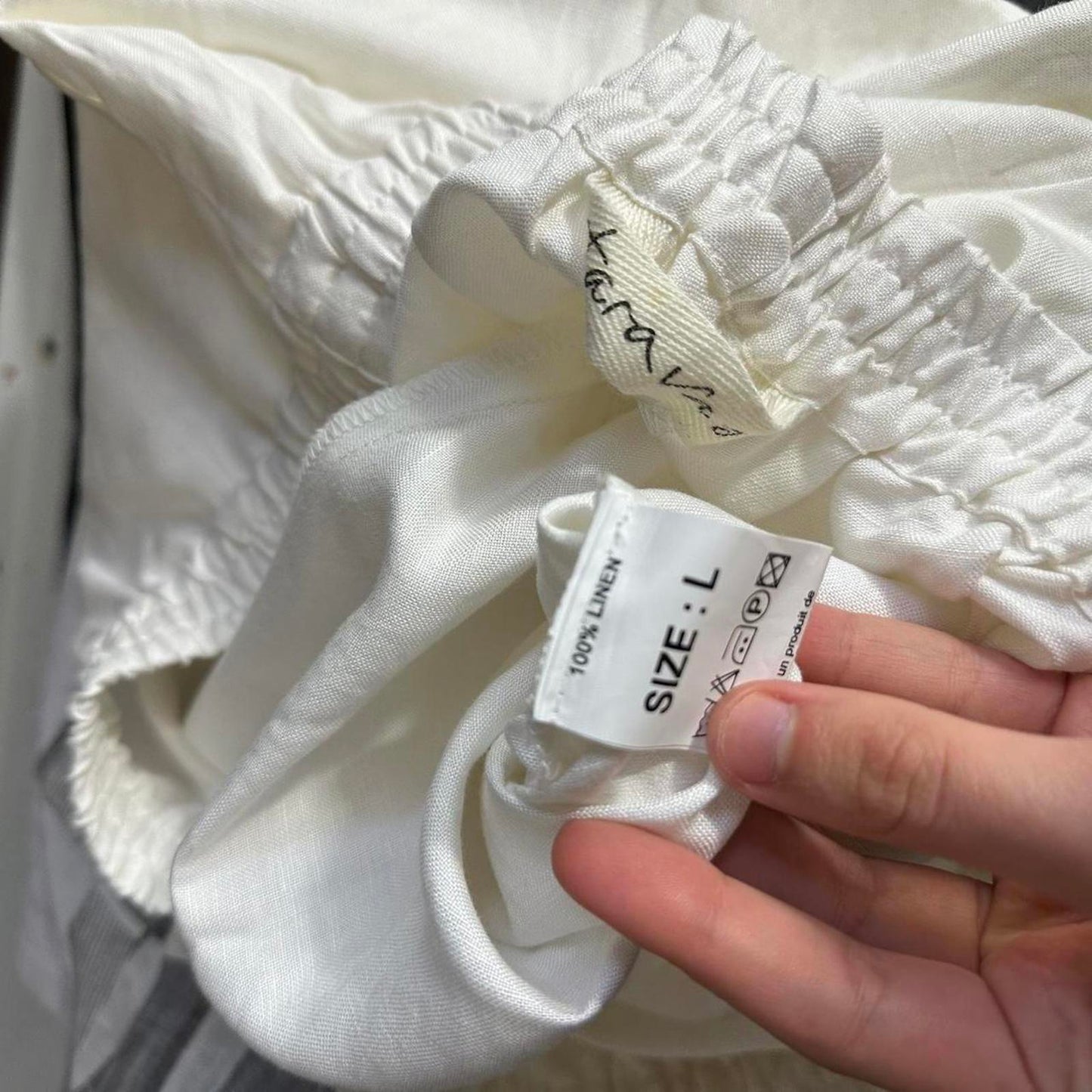 Designer White Colorblock Pants (L)