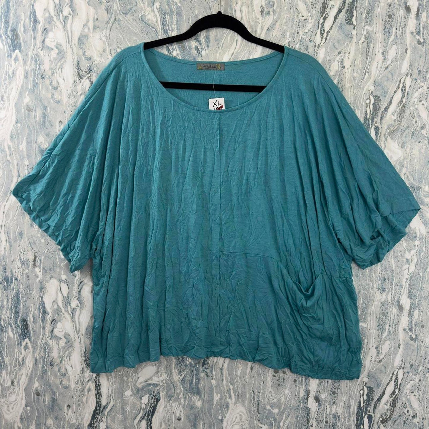 Boho Teal Oversized Blouse (XL)