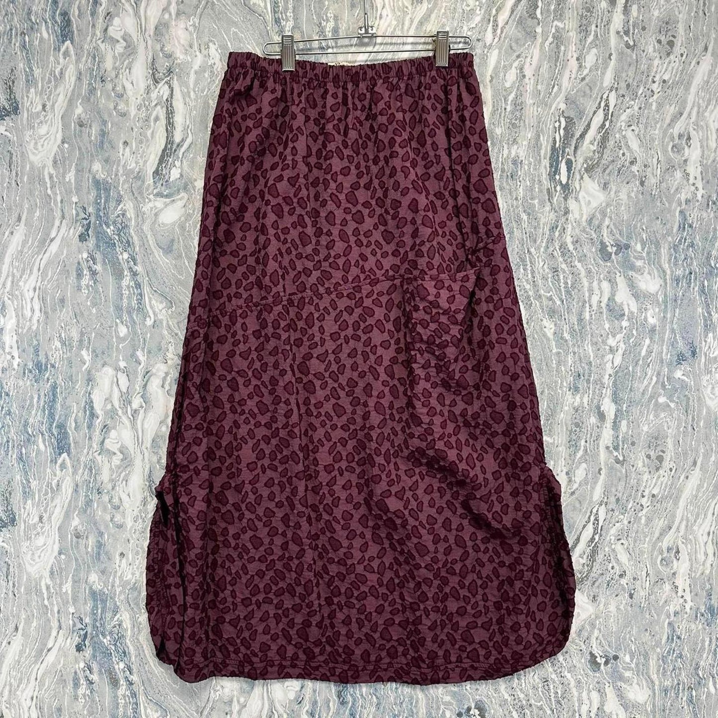 Bodil Designer Boho Wine Pattern Skirt with Pockets (M)