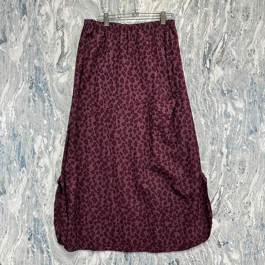 Bodil Designer Boho Wine Pattern Skirt with Pockets (M)