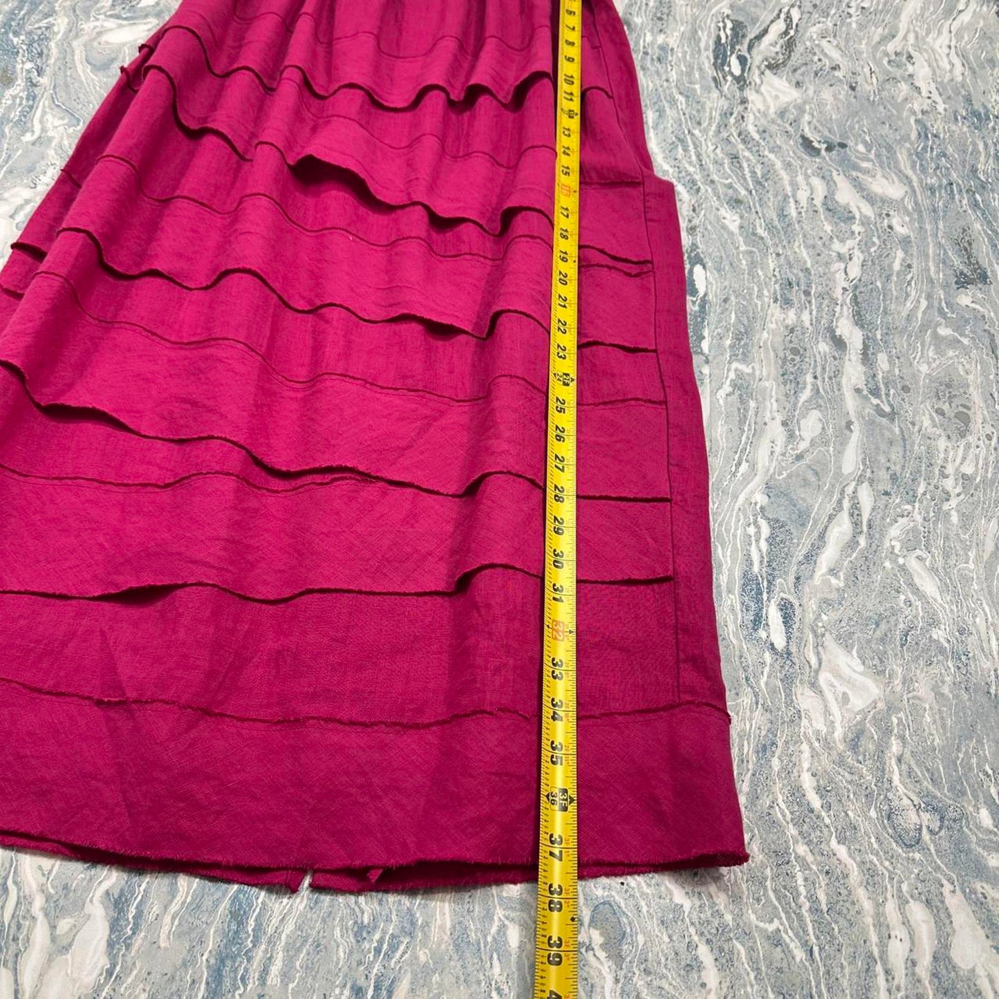 Boho Pink Floral Tiered Maxi Skirt (M)