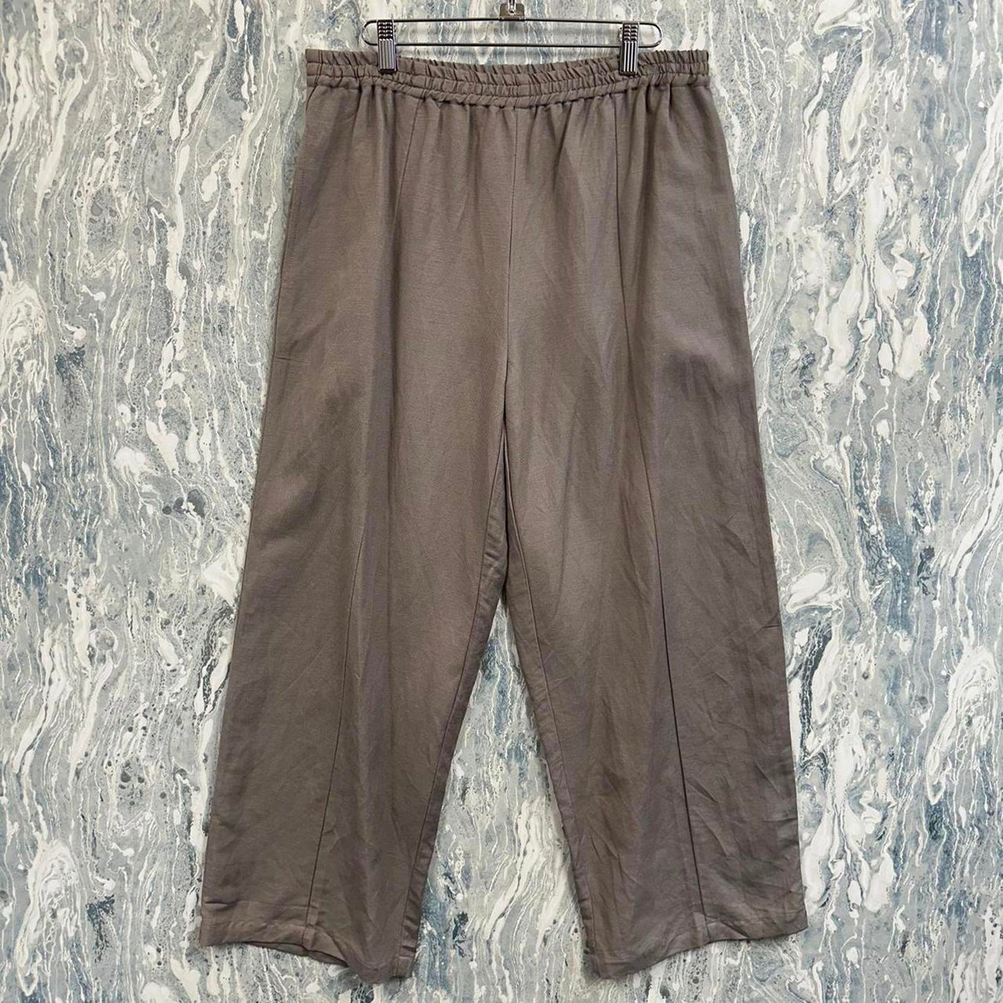 boho beige brown wideleg pants (L)