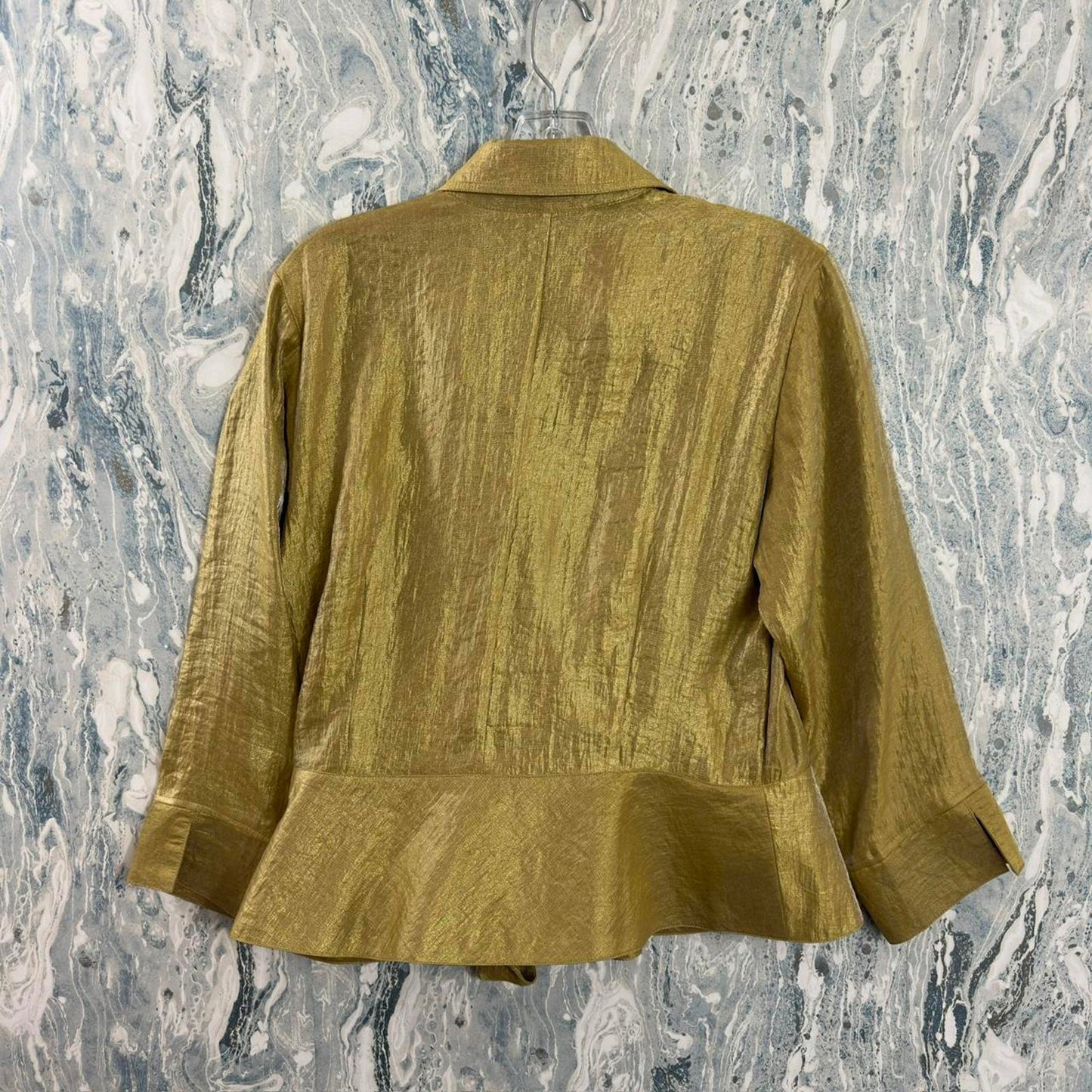 Vintage Coldwater Creek Metallic Gold Wrap Blouse with Tie Detail (PL)