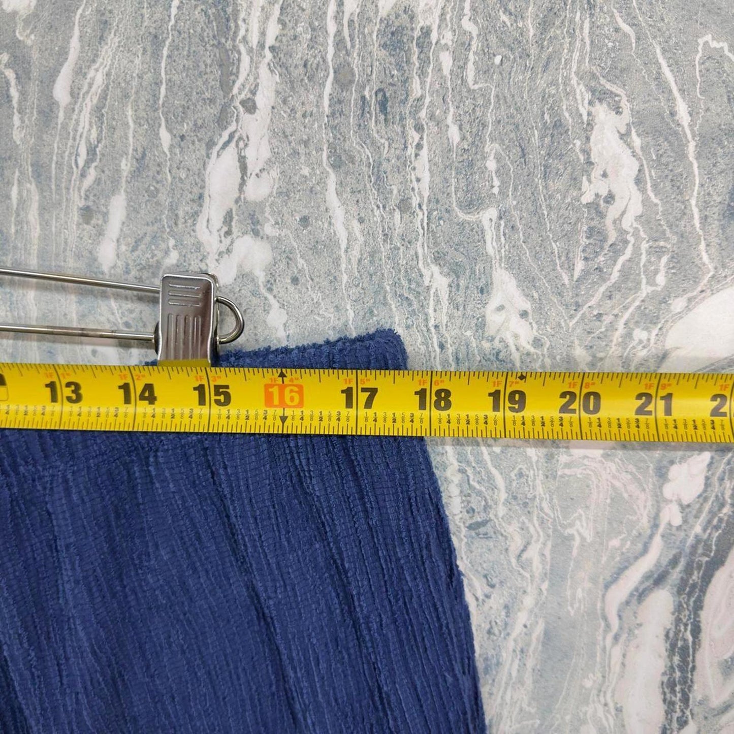 Wide Leg Navy Crinkle Pants (L)