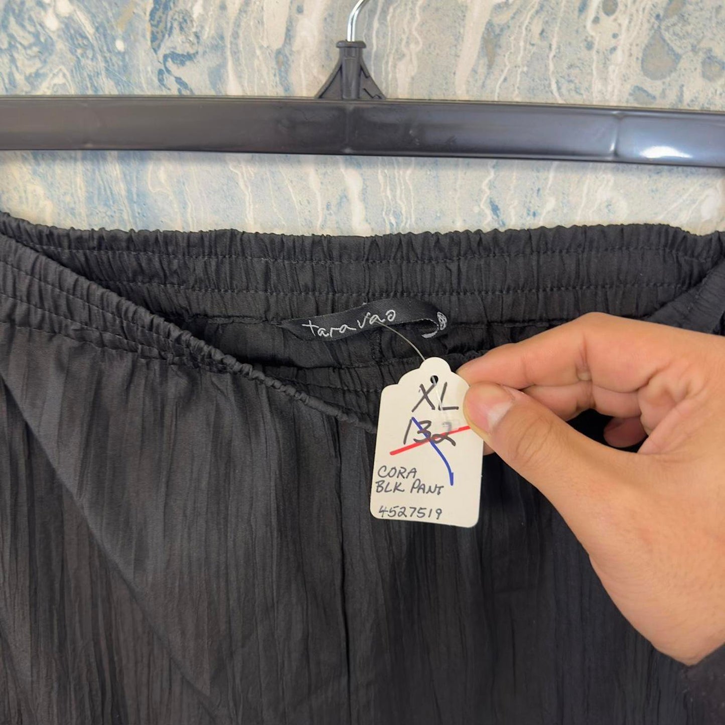 Designer Tara Vao Black Wide-Leg Pants (XL)