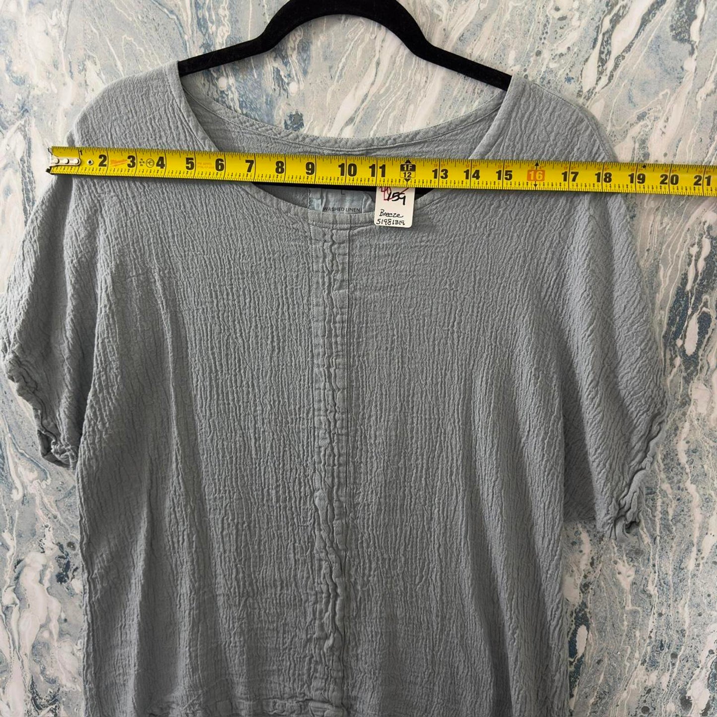 Grizas Designer Light Blue Linen Top (L)