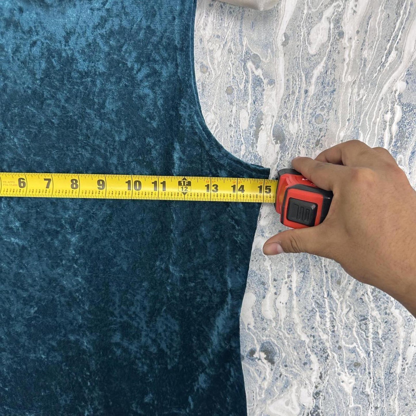 ZANONI Vintage Velvet Dark Teal High Neck Dress (S)