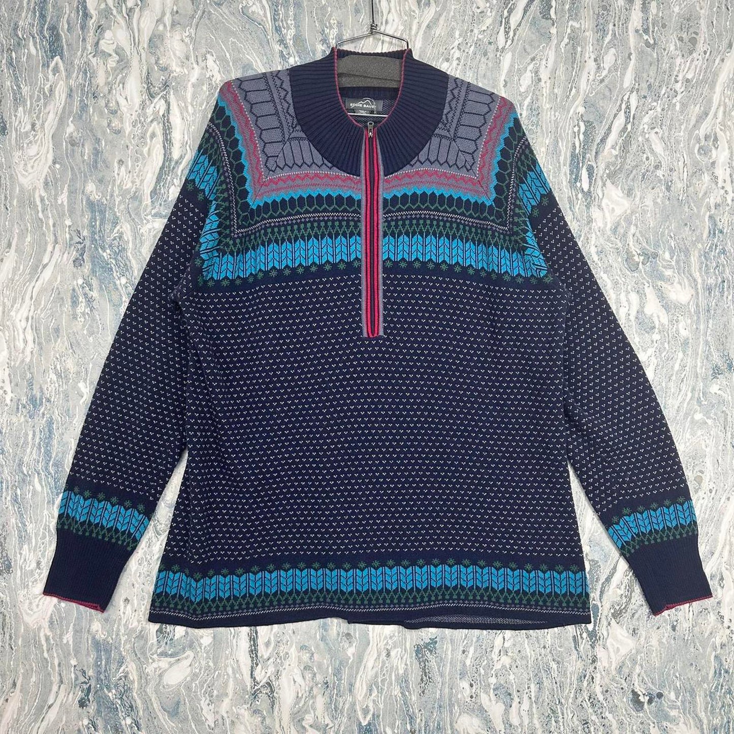 Eddie Bauer Navy Blue Half-Zip Knit Sweater (XXL)