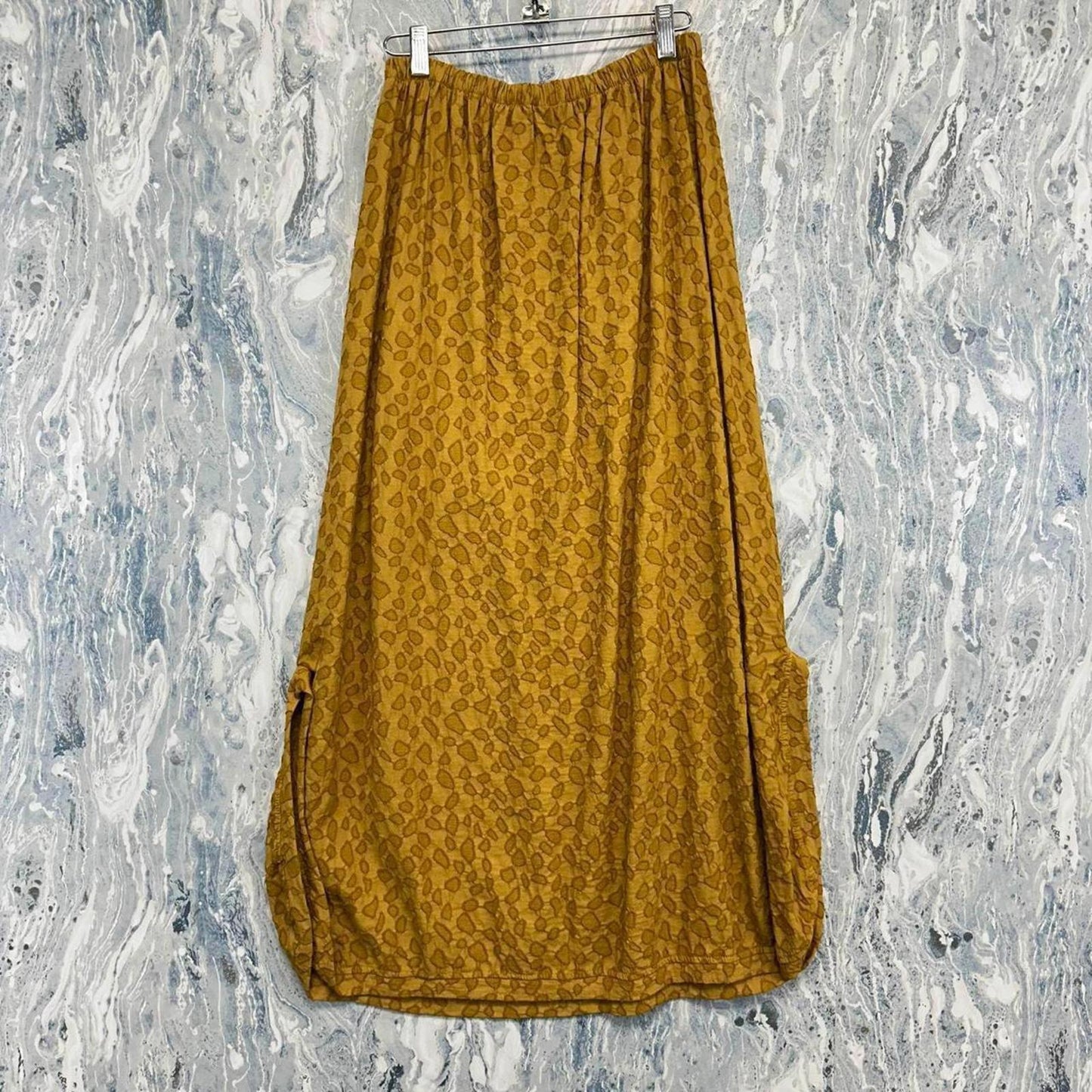 Mustard Leopard Print Maxi Skirt (M)
