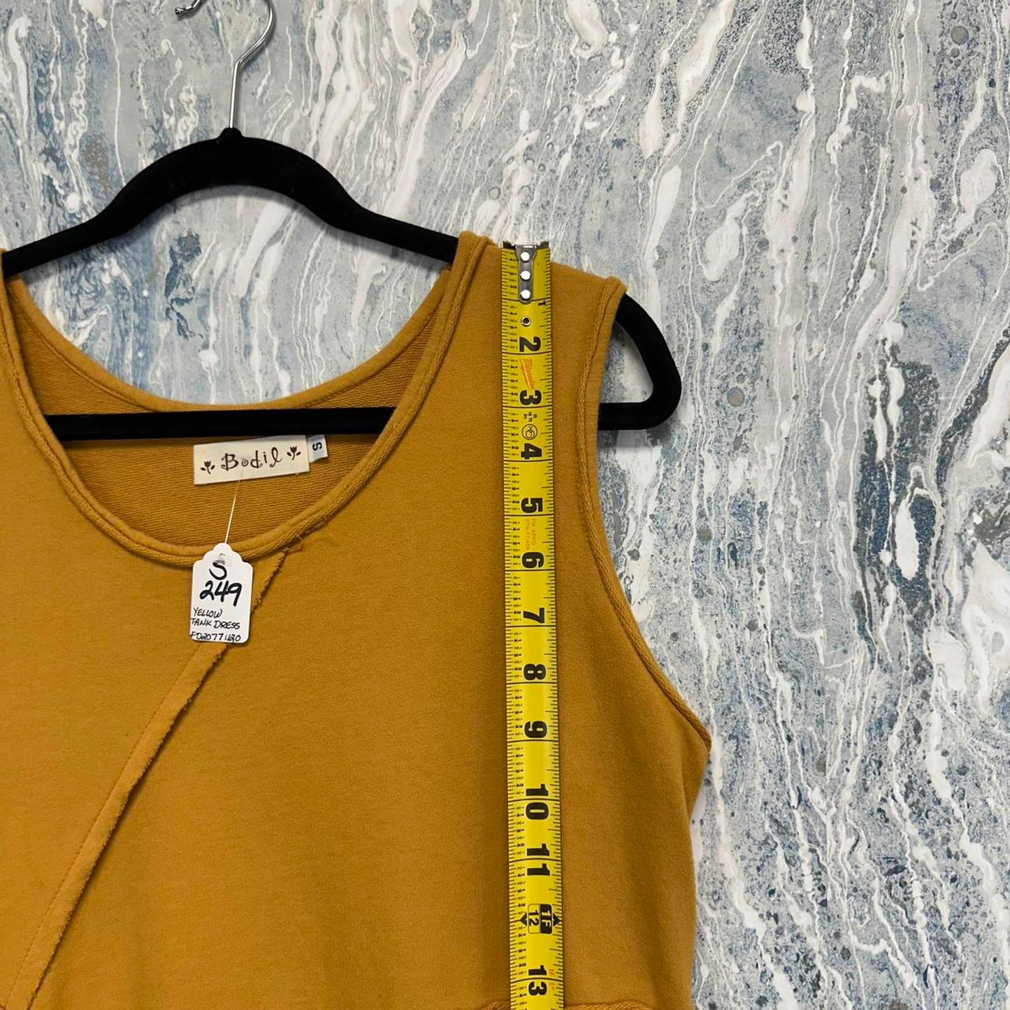 BNWT Bodil Casual Mustard Yellow Ruffle Tank Dress (S)