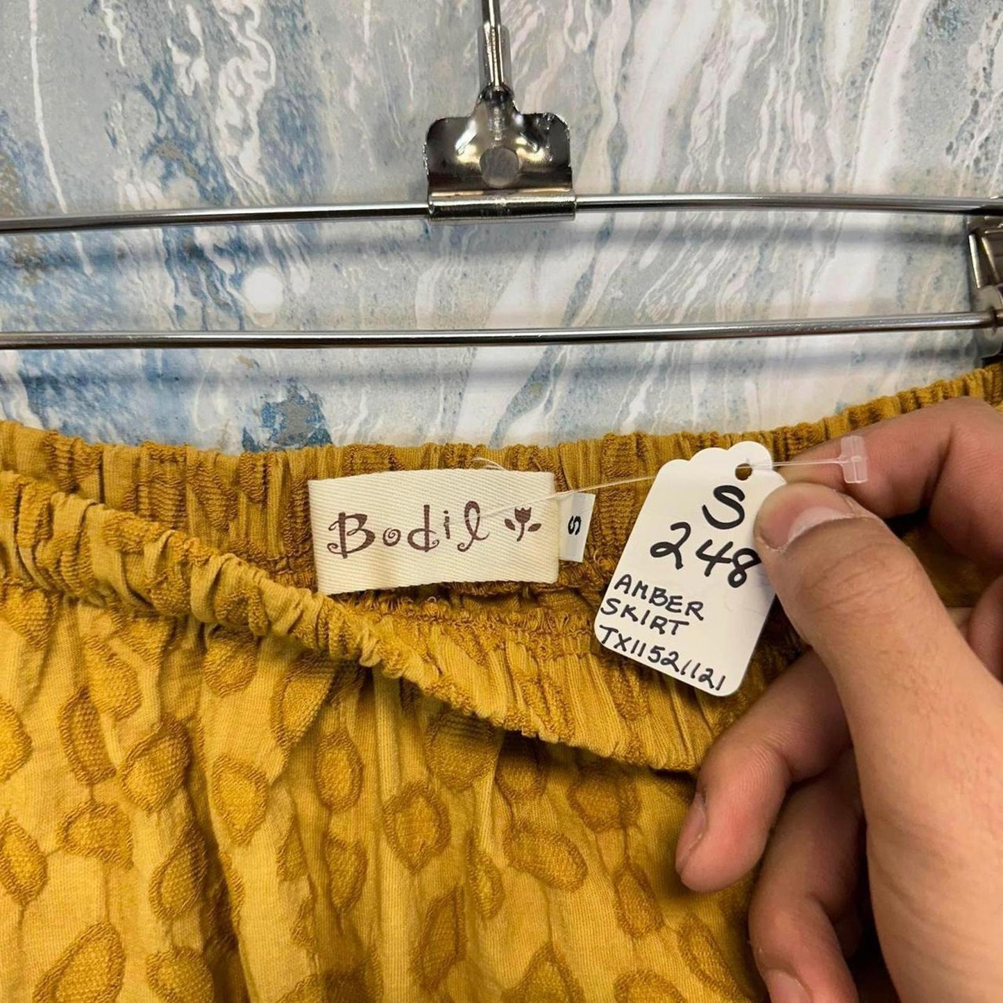 Mustard Leopard Print Midi Skirt (S)