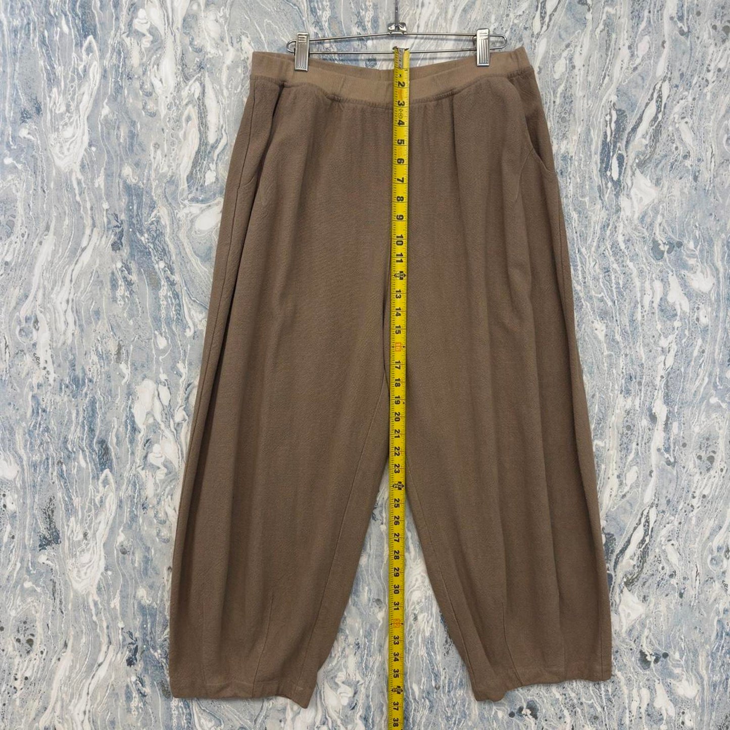 Designer Boho Wide-Leg Taupe Trousers (L)