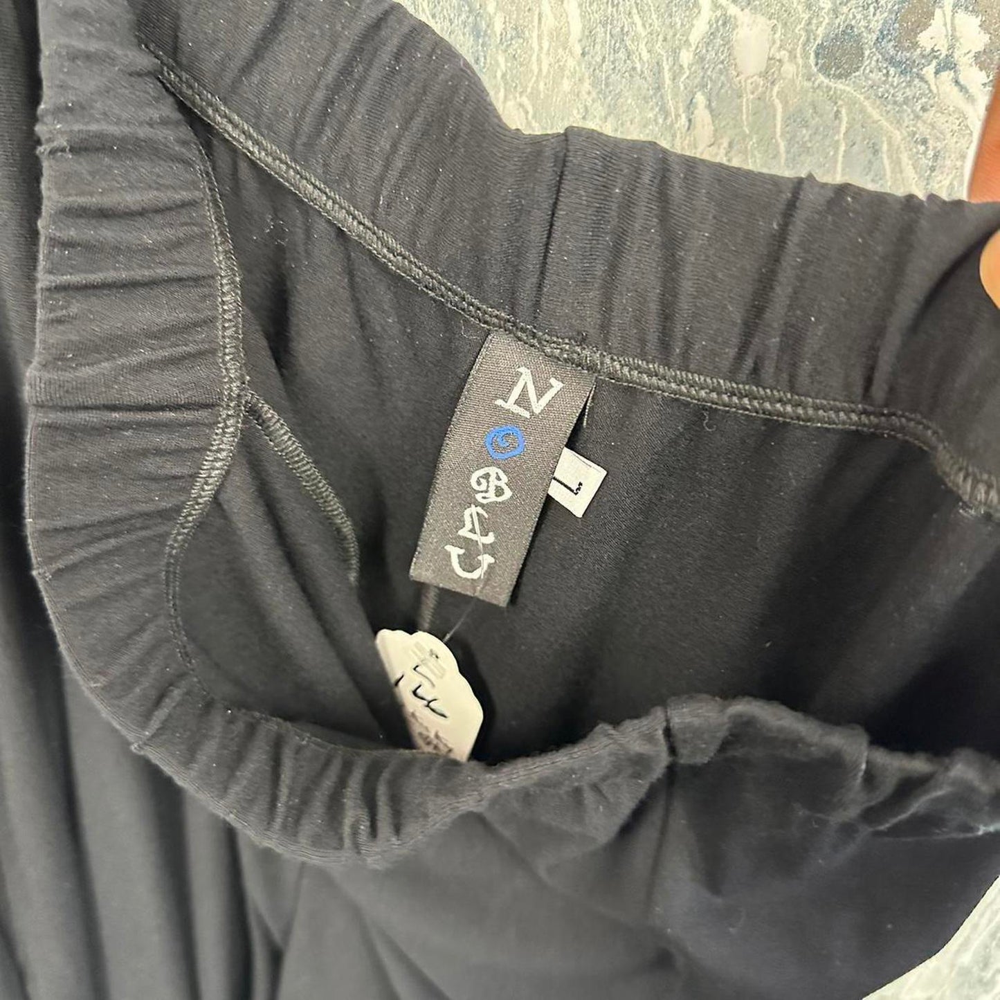 Minimalism black wide leg lounge pants (L)