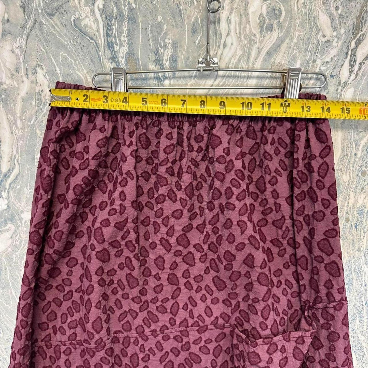 Bodil Designer Boho Wine Pattern Skirt with Pockets (M)